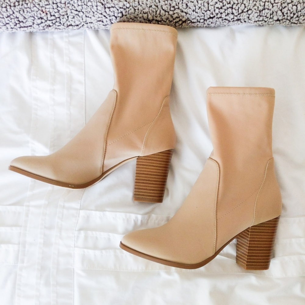 Beige Sock Boots